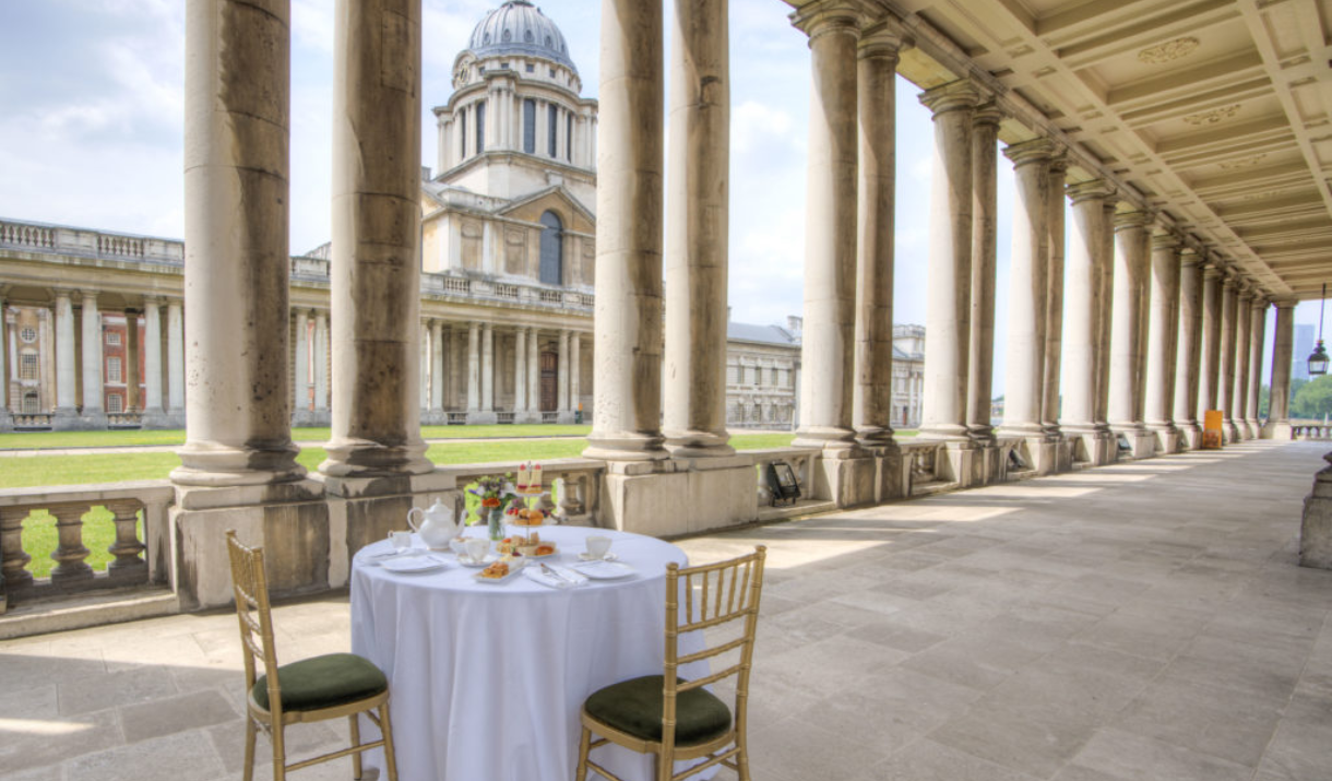 Bridgerton Afternoon Tea on the colonnades at the Old Royal Naval College in Greenwich